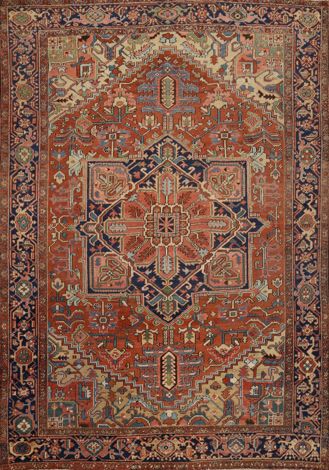 Pre-1900 Vegetable Dye Heriz Serapi Persian Area Rug 10x12