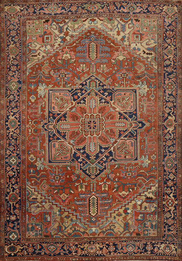 Pre-1900 Vegetable Dye Heriz Serapi Persian Area Rug 10x12