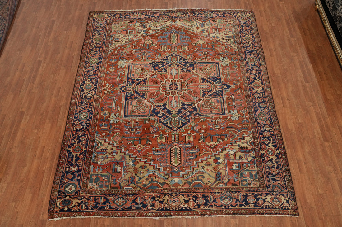 Pre-1900 Vegetable Dye Heriz Serapi Persian Area Rug 10x12