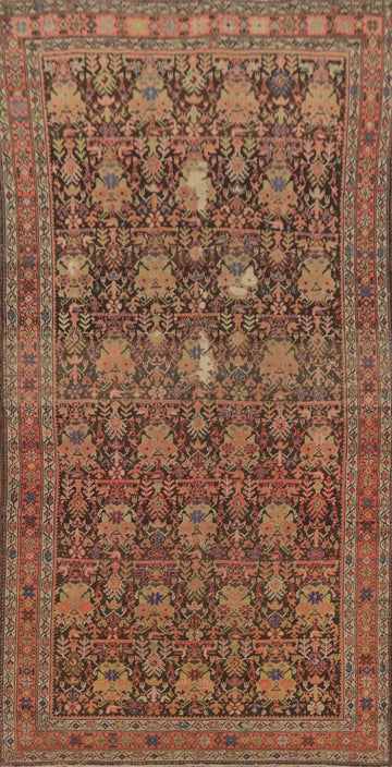 Pre-1900 Vegetable Dye Malayer Persian Runner Rug 4x9