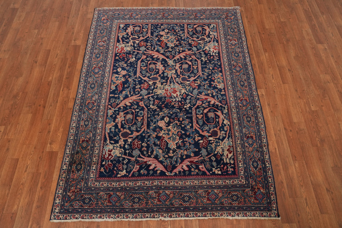 Antique Vegetable Dye Sarouk Farahan Persian Rug 5x6