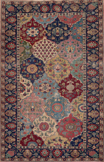 Pre-1900 Antique Tabriz Vegetable Dye Persian Rug 4x6