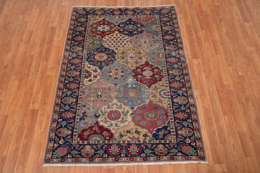 Pre-1900 Antique Tabriz Vegetable Dye Persian Rug 4x6
