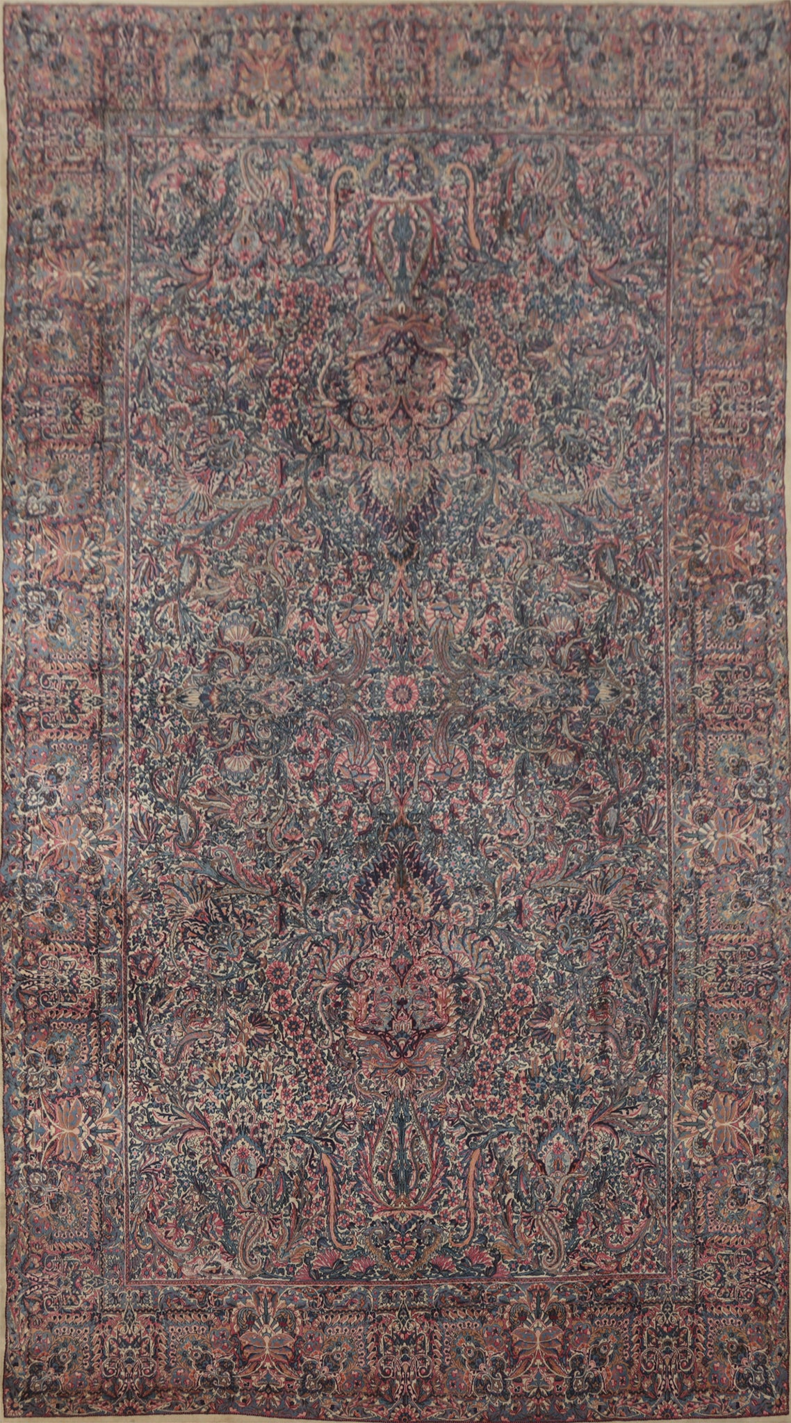 Vegetable Dye Floral Kerman Persian Large Rug 9x15