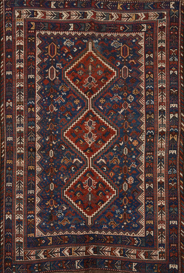 Antique Vegetable Dye Qashqai Persian Rug 5x7