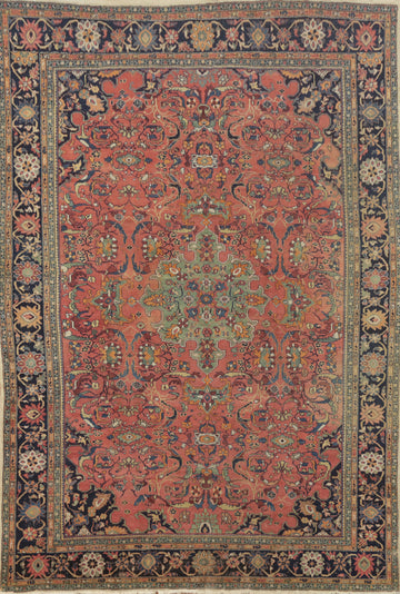 Pre-1900 Vegetable Dye Sultanabad Persian Area Rug 10x13