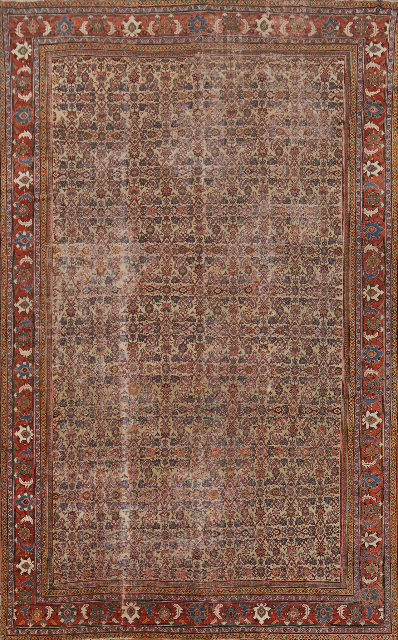 Pre-1900 Vegetable Dye Sultanabad Persian Large Rug 12x17