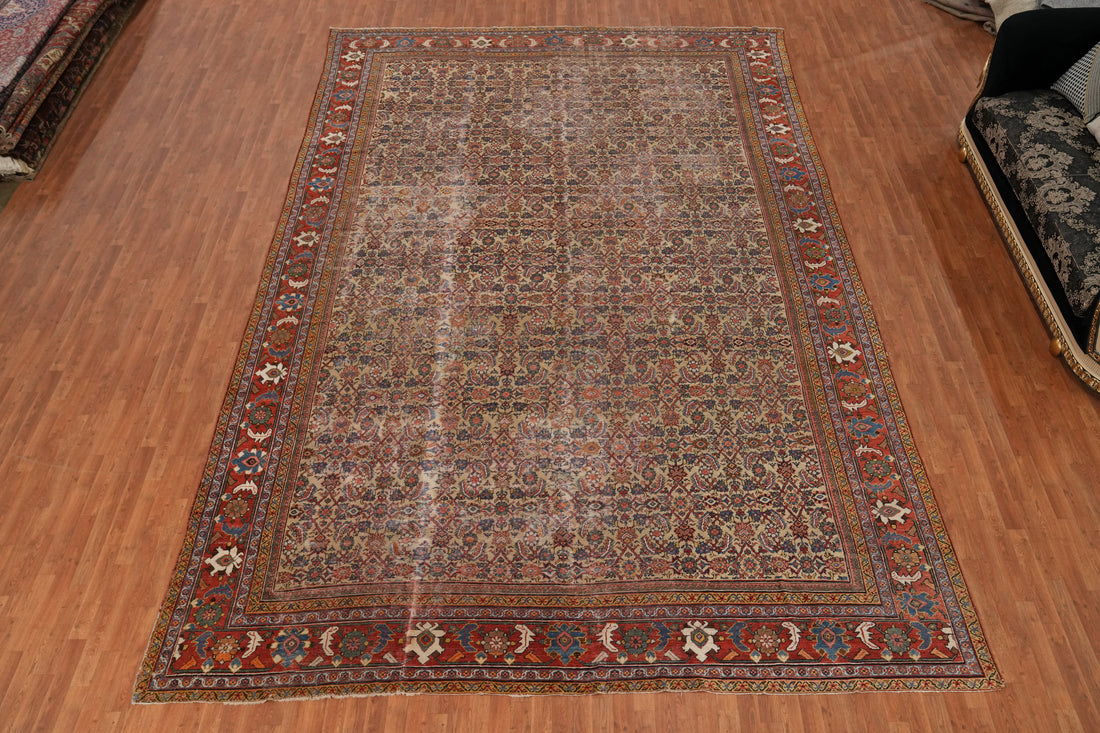 Pre-1900 Vegetable Dye Sultanabad Persian Large Rug 12x17