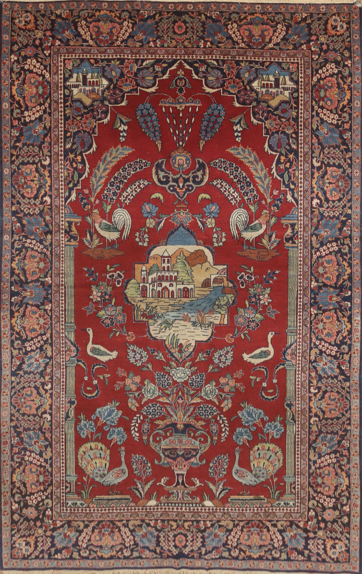 Vegetable Dye Kashan Dabir Persian Rug 5x7