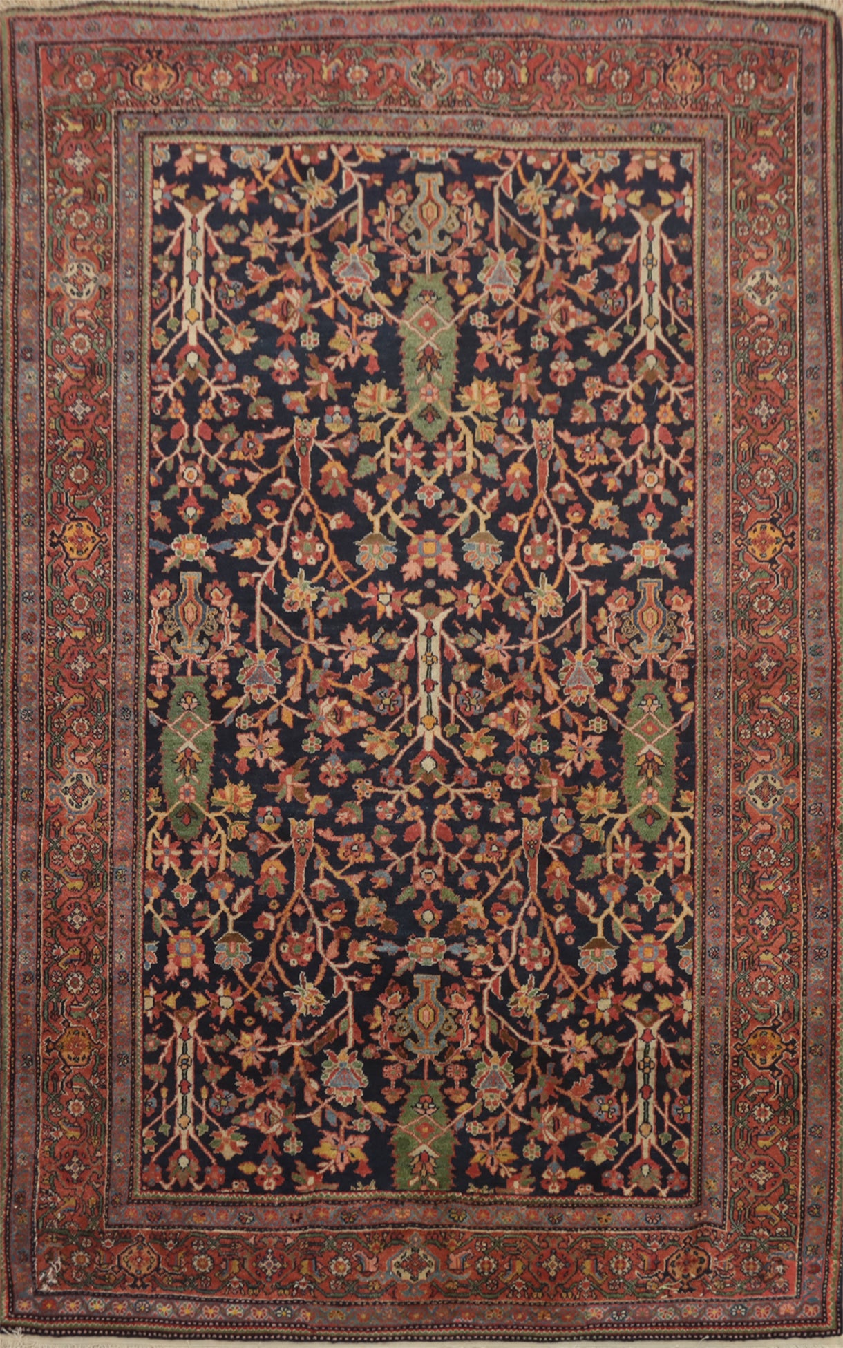 Antique Vegetable Dye Sarouk Farahan Persian Rug 4x7