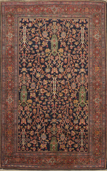 Antique Vegetable Dye Sarouk Farahan Persian Rug 4x7