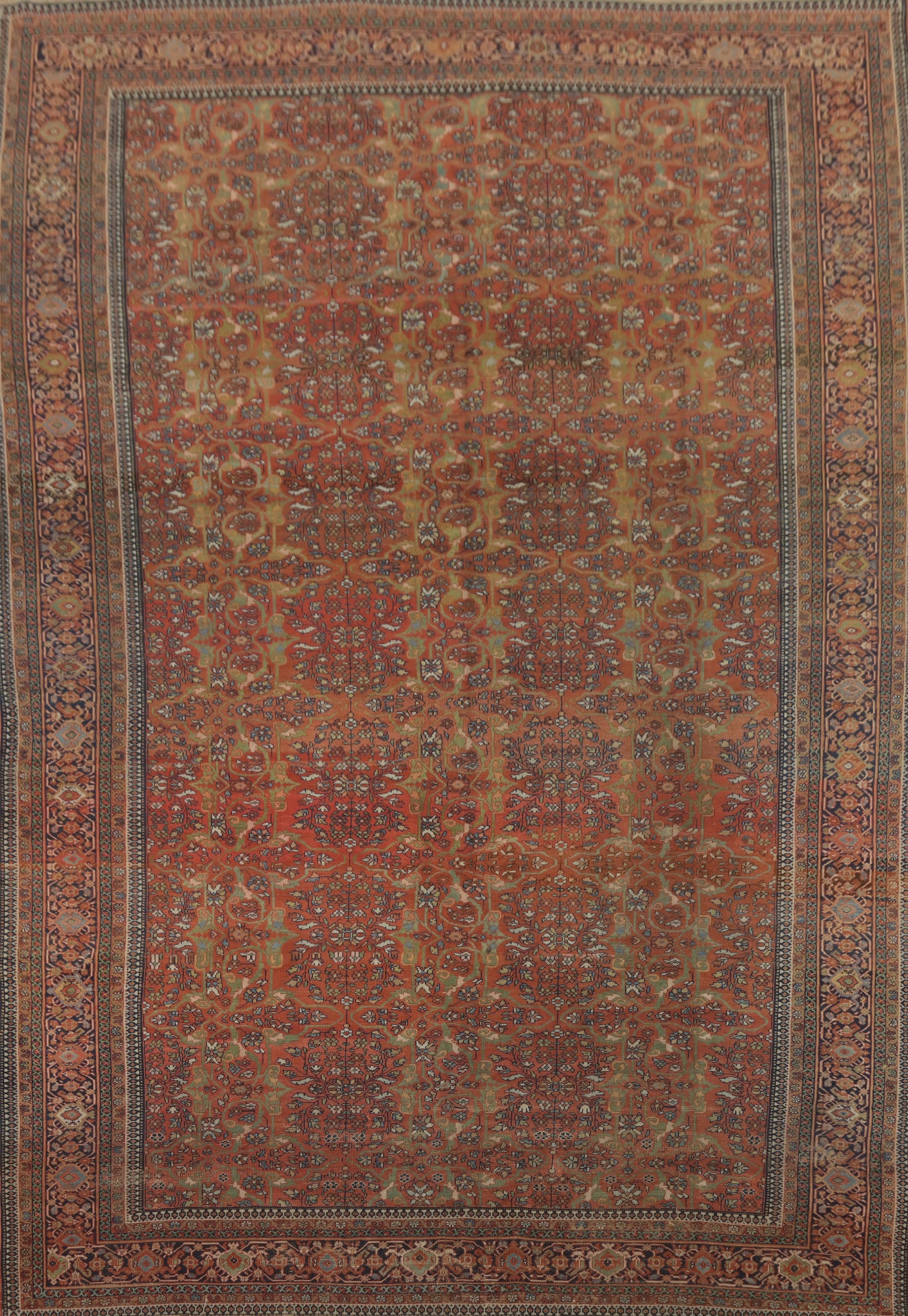 Pre-1900 Vegetable Dye Sarouk Farahan Persian Area Rug 9x12