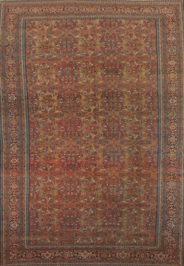 Pre-1900 Vegetable Dye Sarouk Farahan Persian Area Rug 9x12