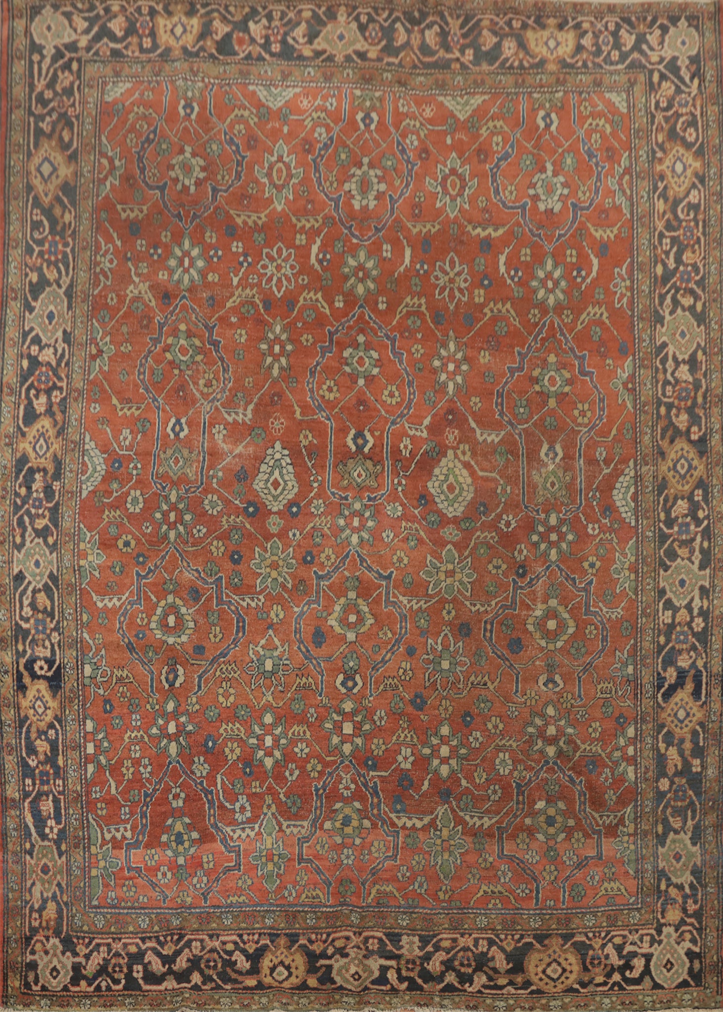 Pre-1900 Vegetable Dye Sultanabad Persian Area Rug 8x10