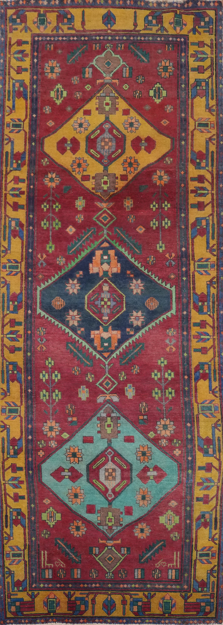Tribal Wool Tabriz Persian Runner Rug 4x12