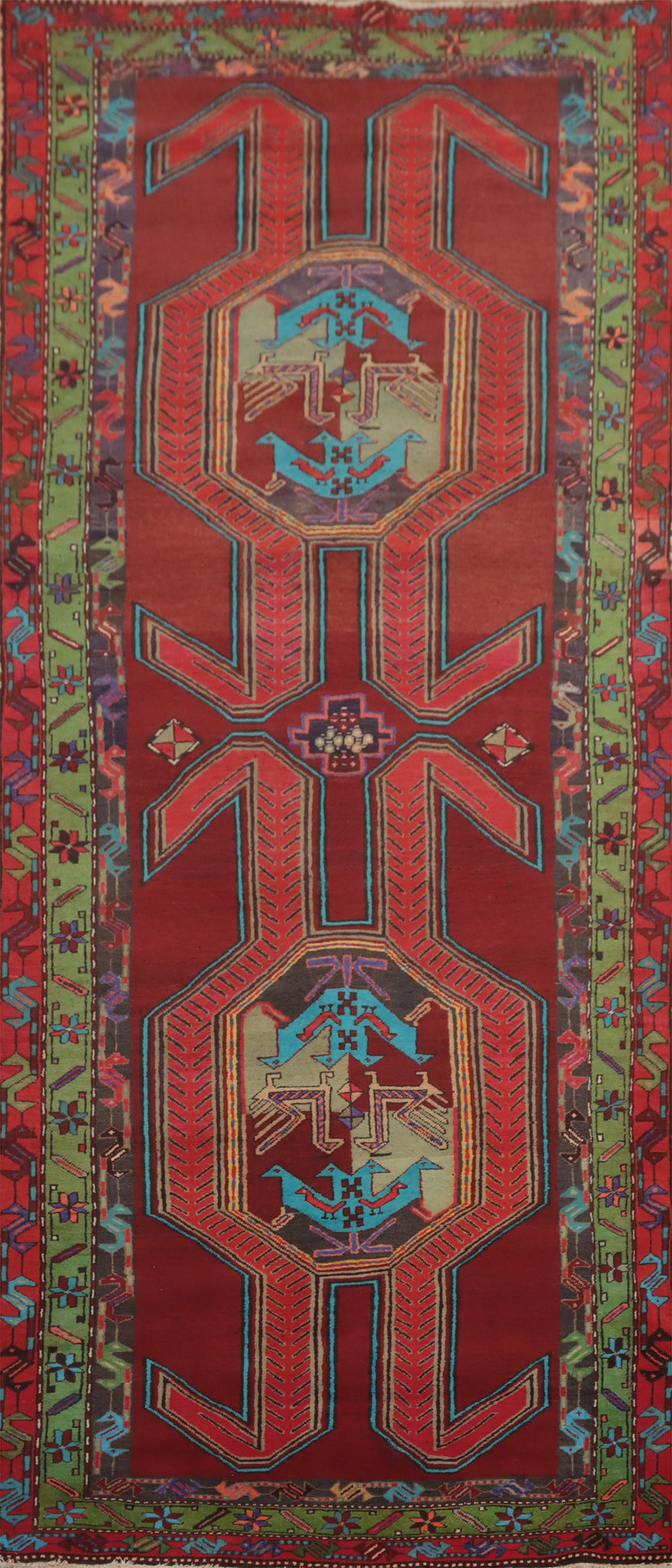 Animals Wool Tribal Meshkin Persian Runner Rug 4x11