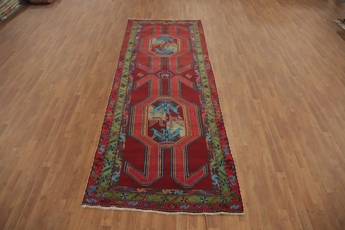 Animals Wool Tribal Meshkin Persian Runner Rug 4x11