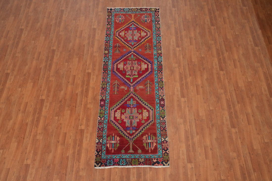 Vintage Wool Heriz Persian Runner Rug 3x10