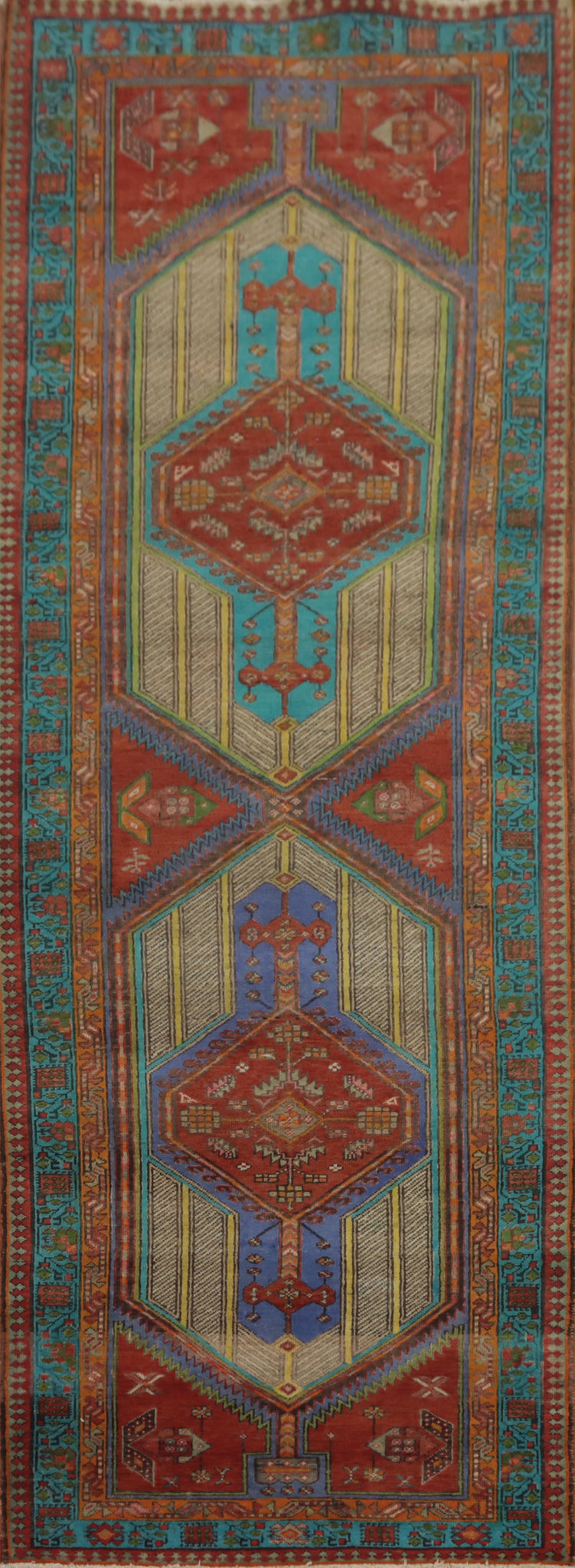 Handmade Wool Ardebil Persian Runner Rug 3x11