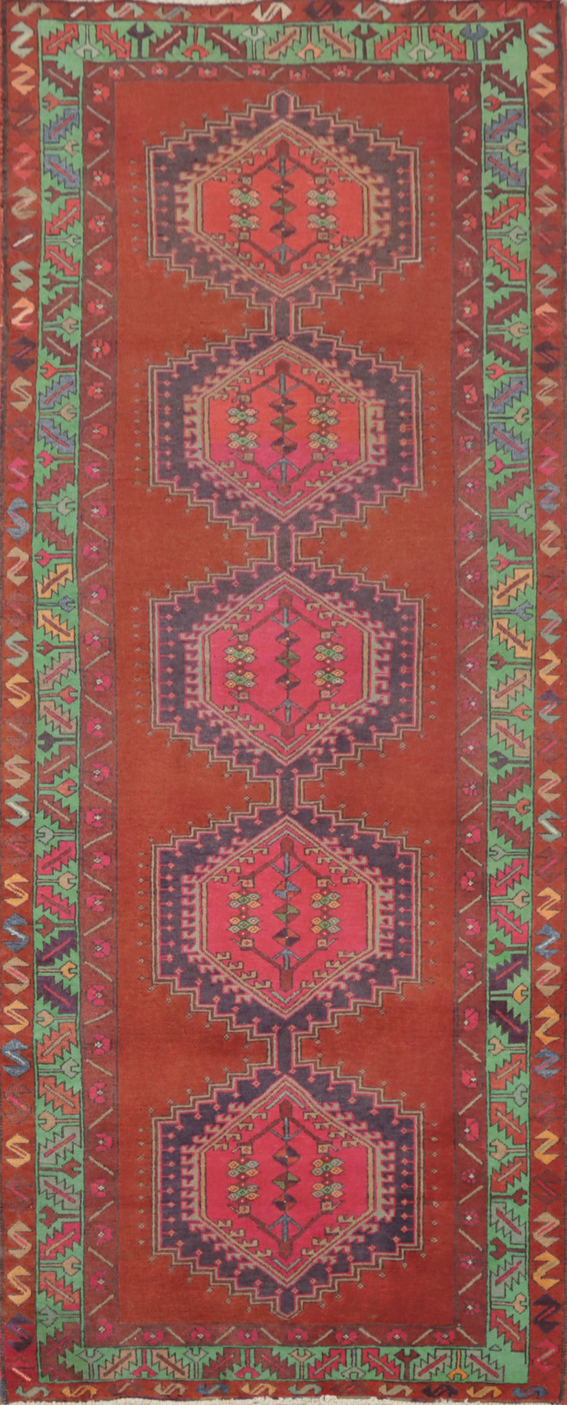 Geometric Wool Ardebil Persian Runner Rug 4x10