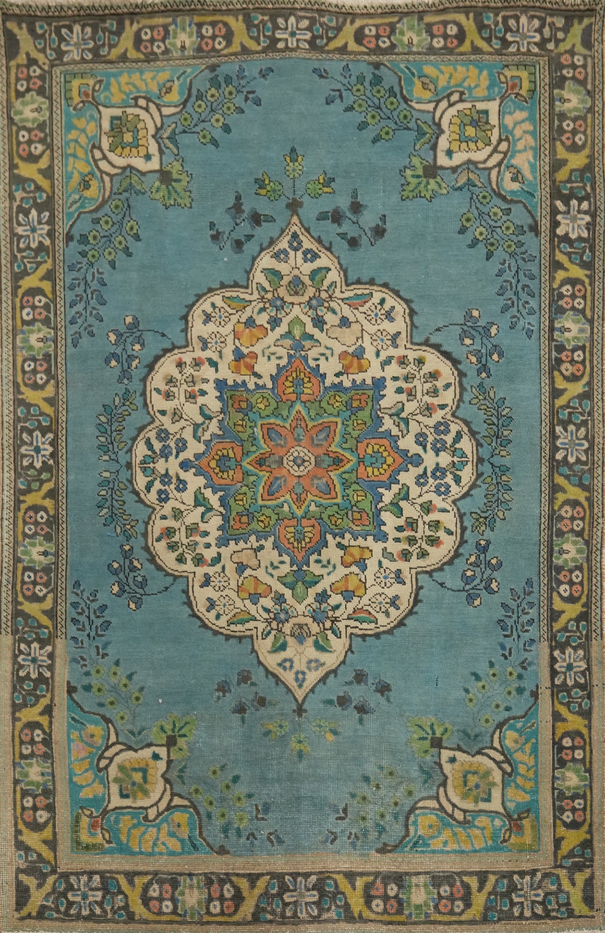 Light Blue Handmade Wool Tabriz Persian Rug 5x6