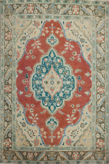 Handmade Geometric Tabriz Persian Rug 5x6