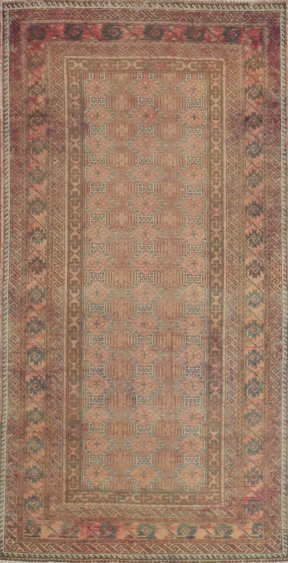 Geometric Wool Balouch Persian Runner Rug 3x7