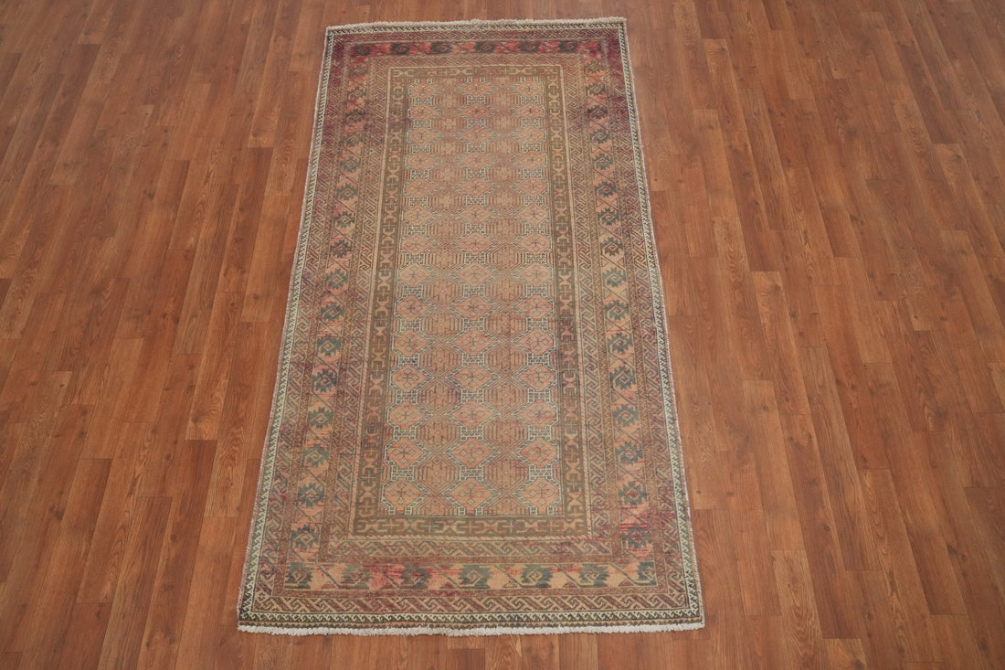 Geometric Wool Balouch Persian Runner Rug 3x7
