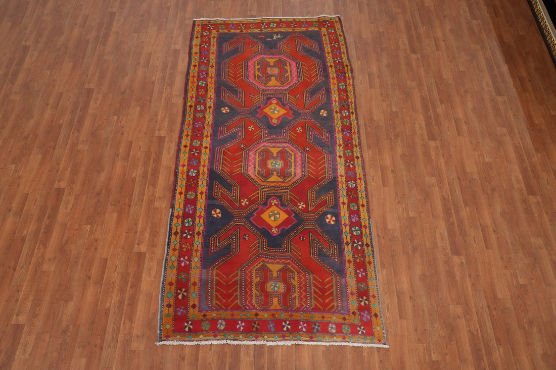 Red & Blue Handmade Meshkin Persian Runner Rug 5x10