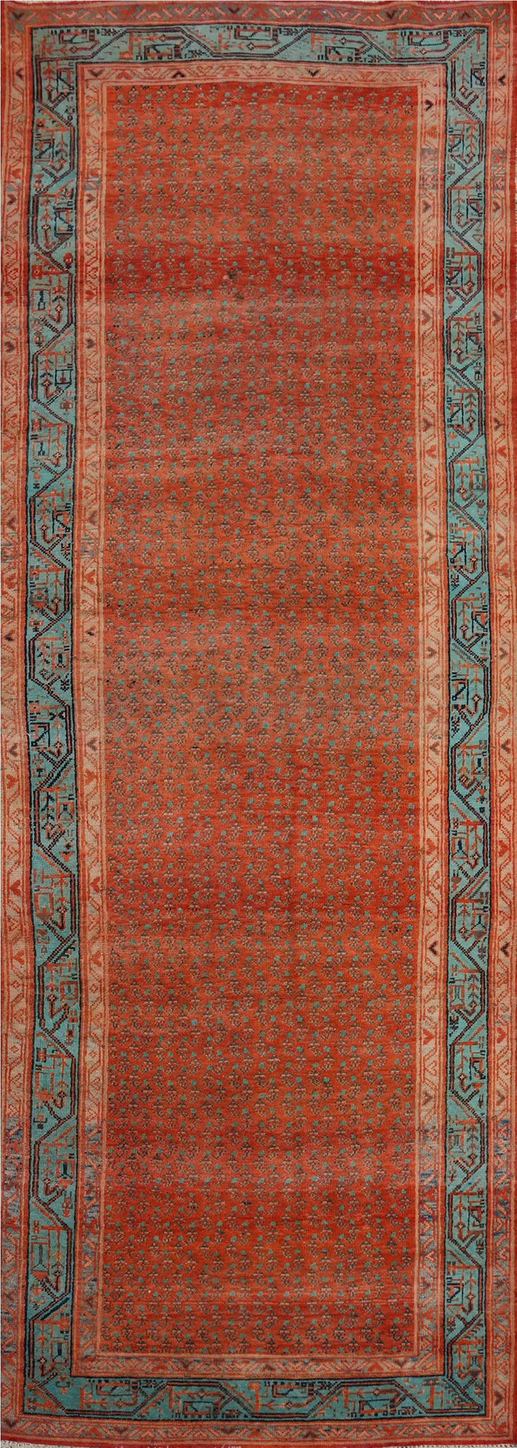 All-Over Boteh Orange Botemir Persian Runner Rug 3x10