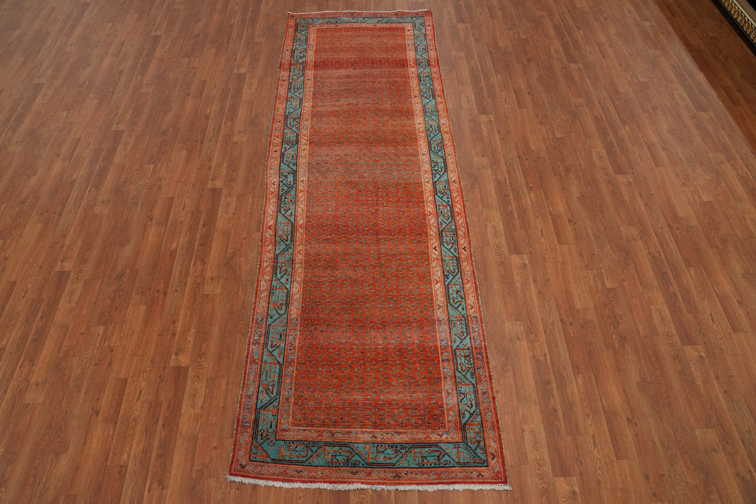 All-Over Boteh Orange Botemir Persian Runner Rug 3x10