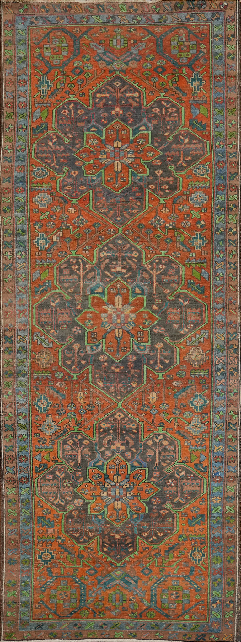 Vintage Wool Heriz Persian Runner Rug 3x10