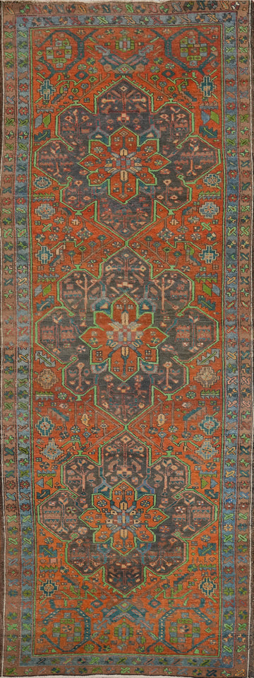 Vintage Wool Heriz Persian Runner Rug 3x10