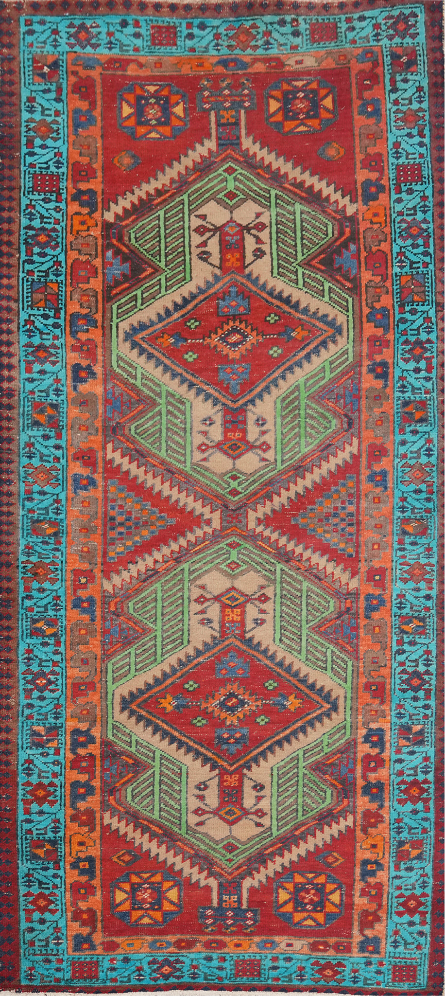 Handmade Wool Ardebil Persian Runner Rug 3x7