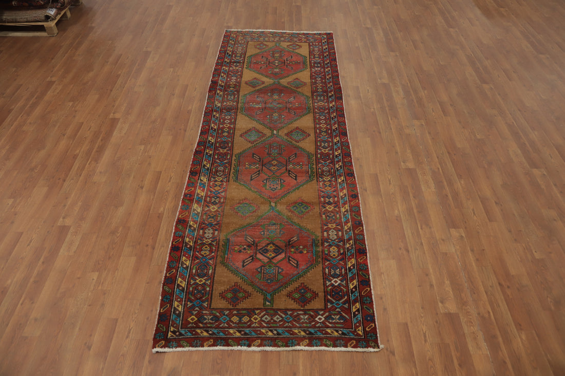 Vintage Wool Ardebil Persian Runner Rug 3x10