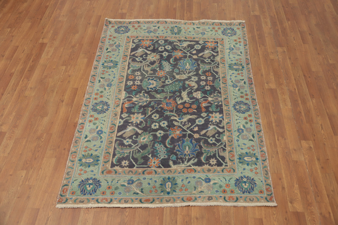 Handmade Floral Tabriz Persian Rug 5x6