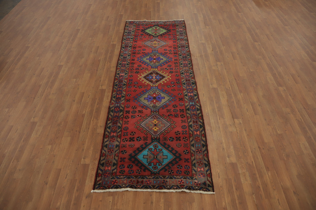 Geometric Hamedan Persian Runner Rug 3x10