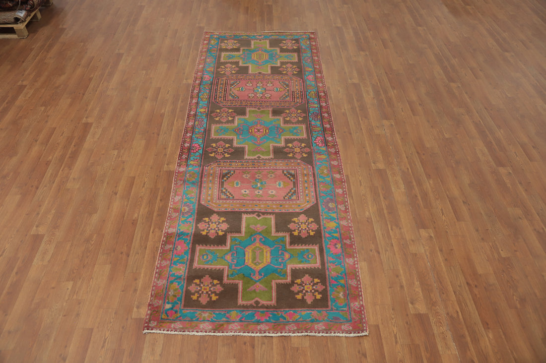 Vintage Wool Ardebil Persian Runner Rug 4x11