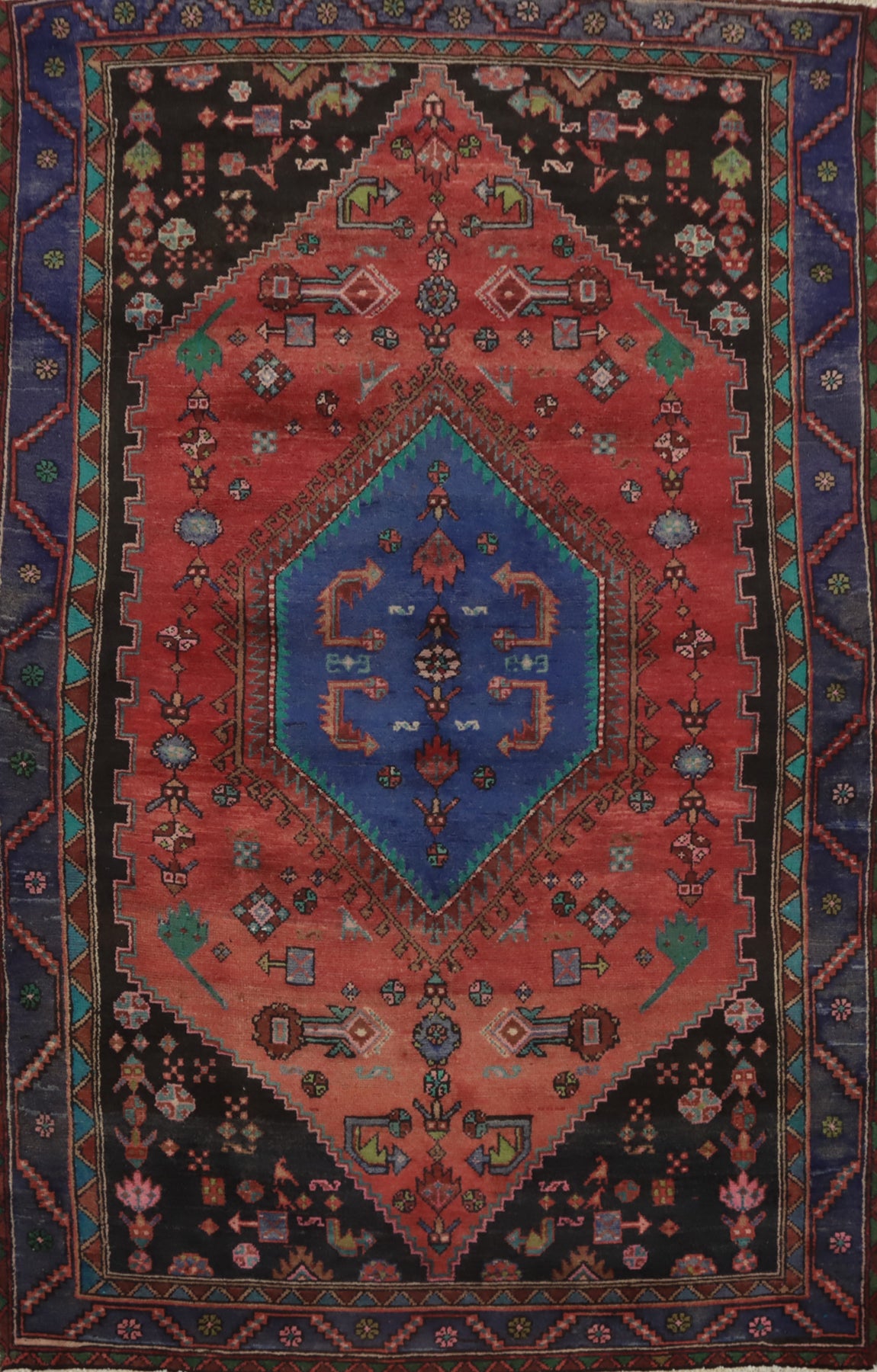 Tribal Geometric Hamedan Persian Rug 5x7