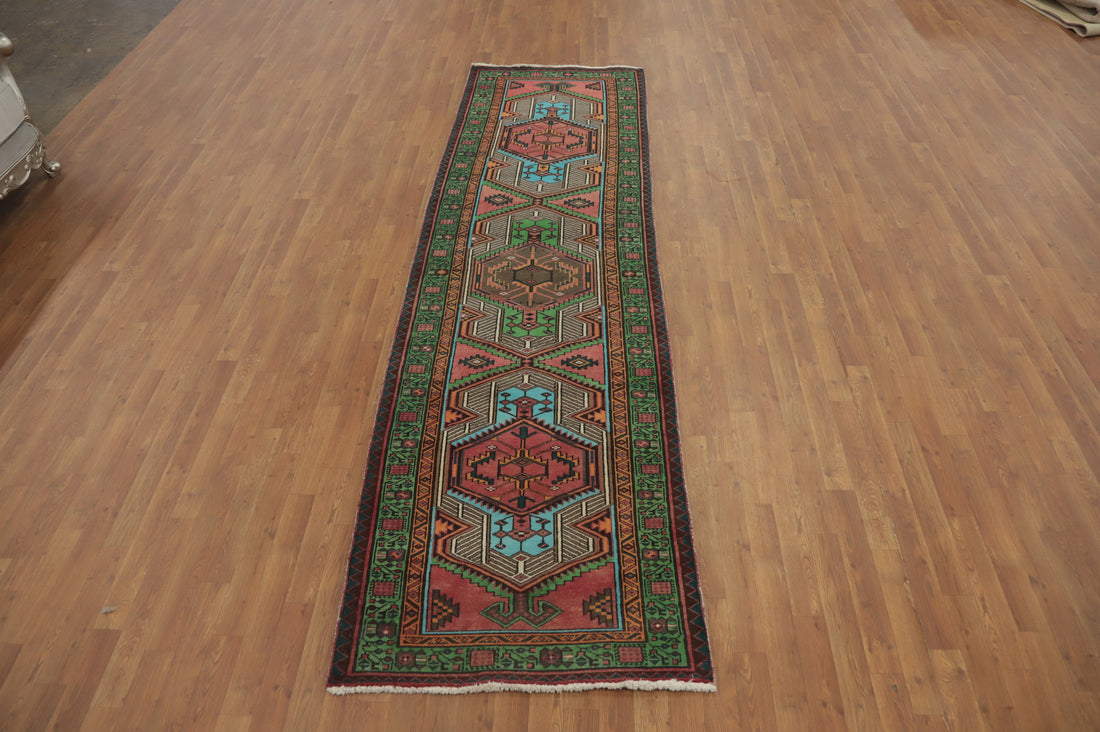 Vintage Wool Ardebil Persian Runner Rug 3x11
