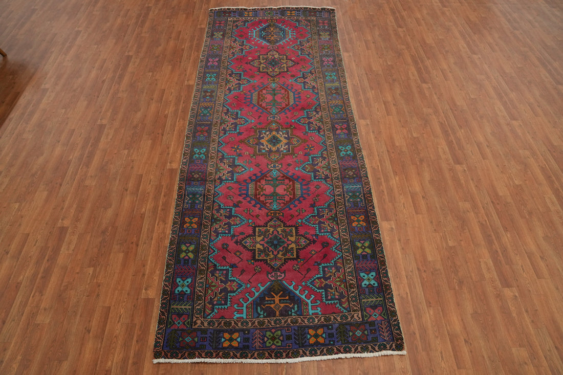 Vintage Geometric Tabriz Persian Area Rug 5x12