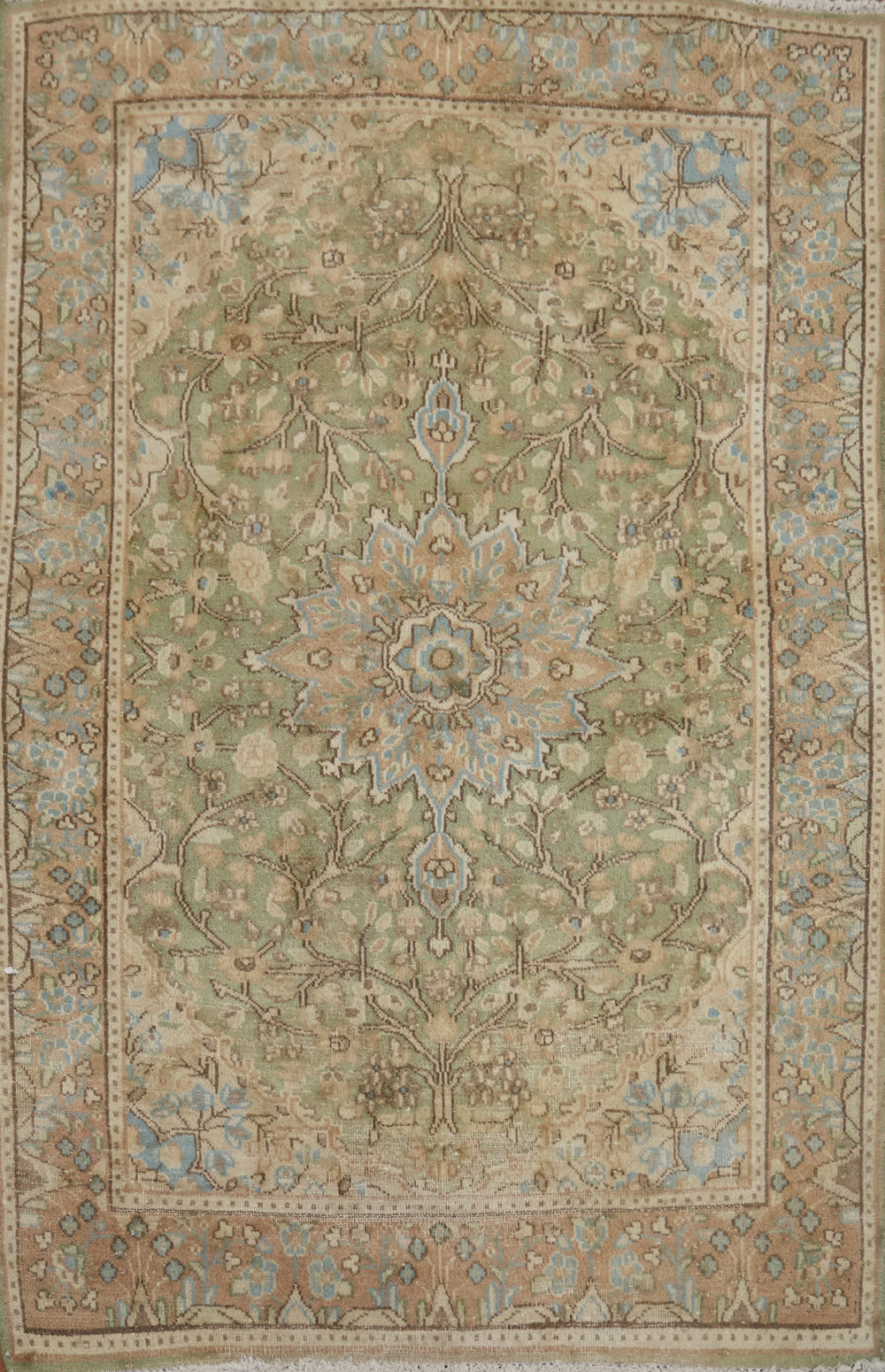 Vegetable Dye Green Tabriz Persian Rug 3x4