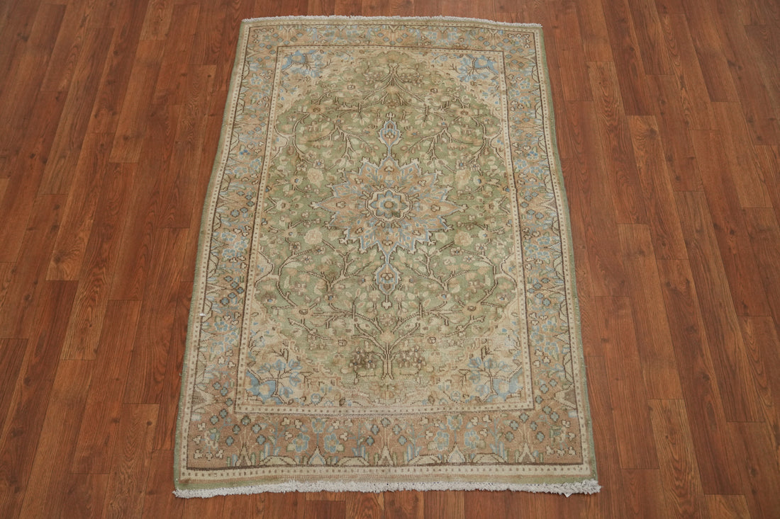 Vegetable Dye Green Tabriz Persian Rug 3x4