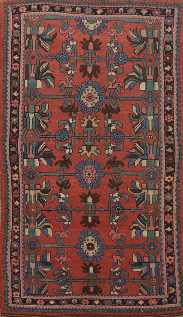 Pre-1900 Vegetable Dye Bidjar Halvaei Persian Rug 4x7