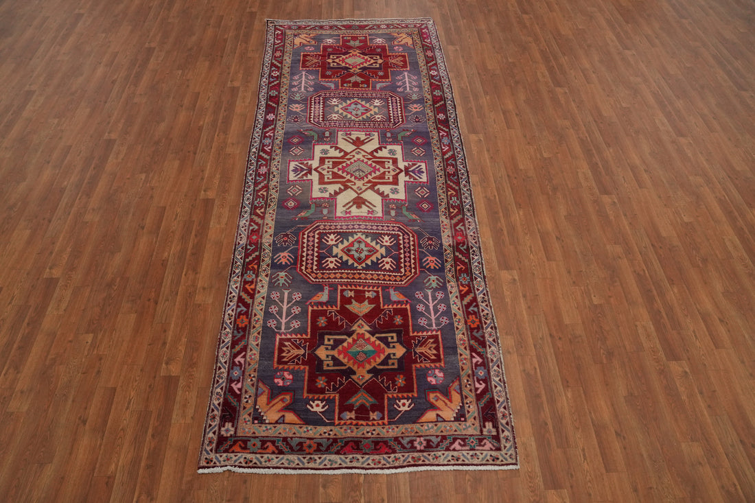 Tribal Wool Animals Meshkin Persian Runner Rug 4x11