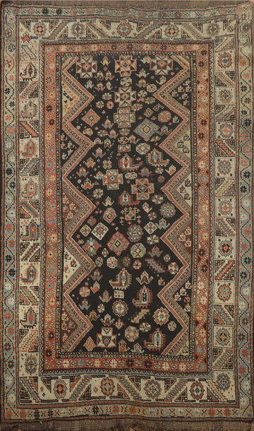 Antique Vegetable Dye Tribal Shiraz Persian Rug 4x8