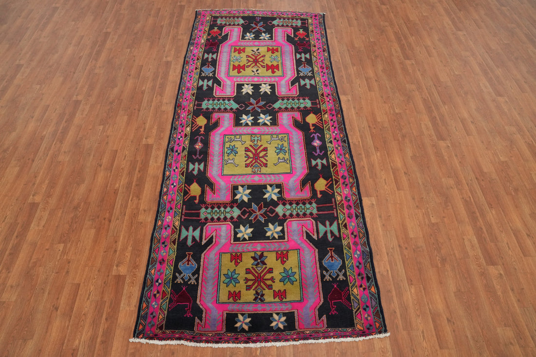 Tribal Wool Geometric Tabriz Persian Runner Rug 4x11