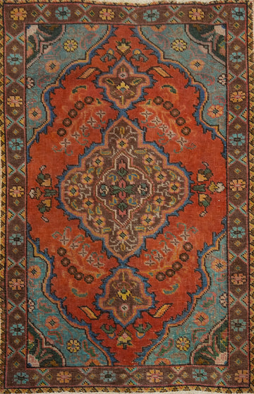 Orange Wool Tabriz Persian Rug 3x4