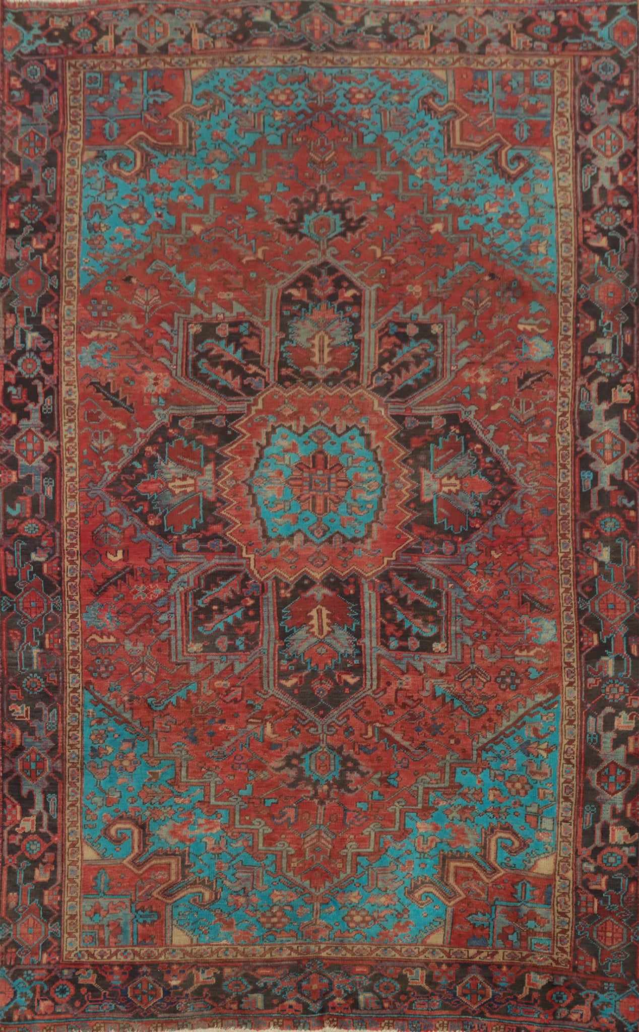 Vintage Geometric Heriz Persian Area Rug 7x11