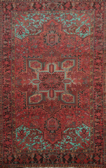 Vintage Geometric Heriz Persian Area Rug 8x11